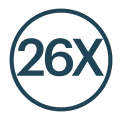 26x icon with a circle around it