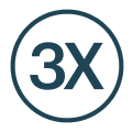 3x icon with a circle around it